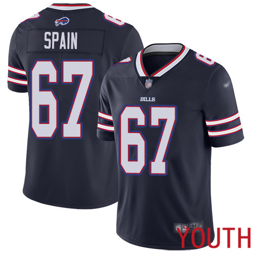 Youth Buffalo Bills #67 Quinton Spain Limited Navy Blue Inverted Legend NFL Jersey
